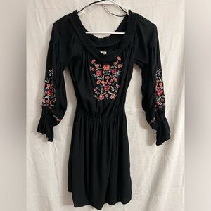 Hollister Black Dress with Floral Embroidery